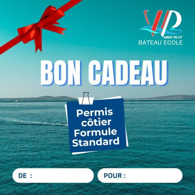 Cheque cadeau  à imprimer ou BOX Cadeau  Permis côtier Formule Standard  