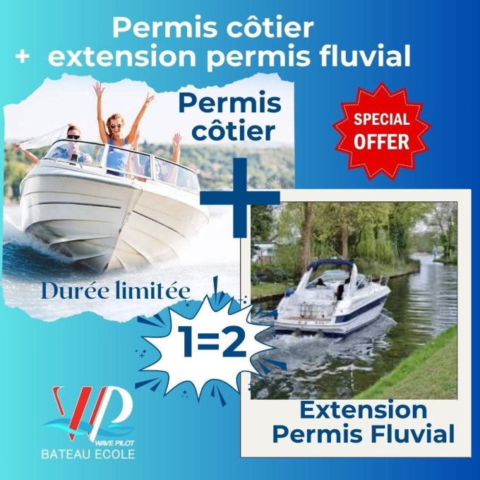 Offre Spéciale 1=2    Permis cotier  en accéléré  +extension Permis Fluvial