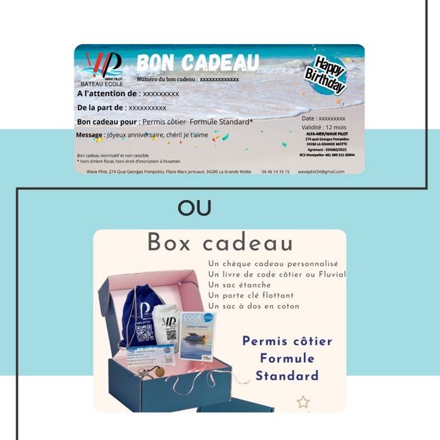 BON CADEAU PERMIS AM/ - Cpn Conduite Auto Bateau École